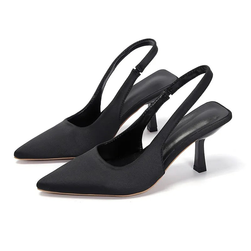 Été femmes talons sandales rouge pointu Slingback sandales chaussures vert noir violet chaton talons fête bal dames talons aiguilles