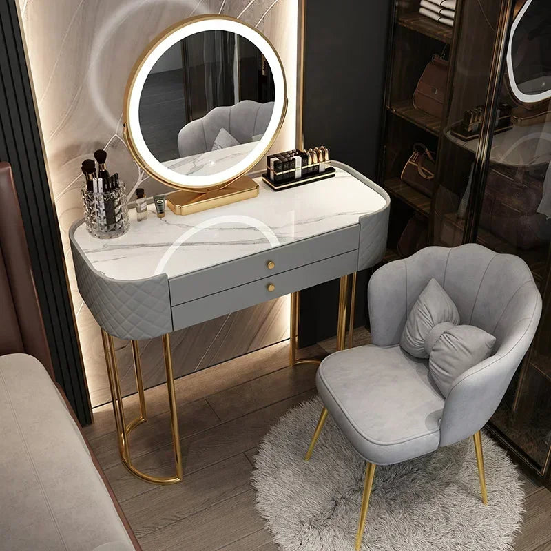 Miroir de maquillage de luxe avec lumière LED, meuble de rangement pour chambre à coucher, salon