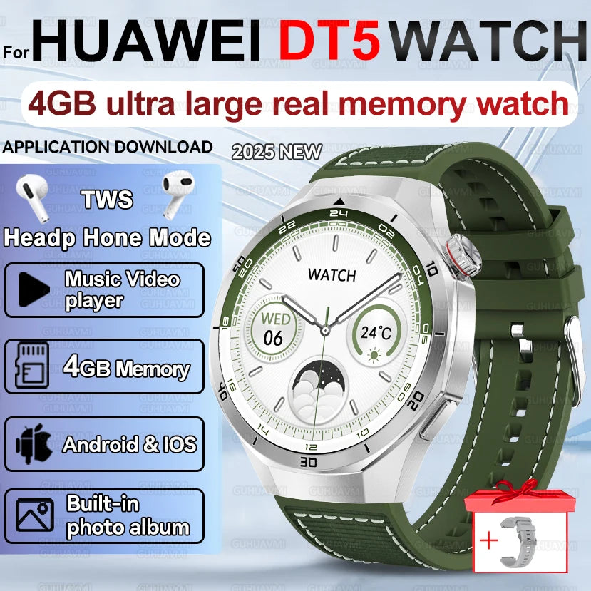 Pour HUAWEI 4GB mémoire hommes affaires Smartwatch Bluetooth appel surveillance de la santé GPS Navigation montre intelligente connecter TWS écouteurs
