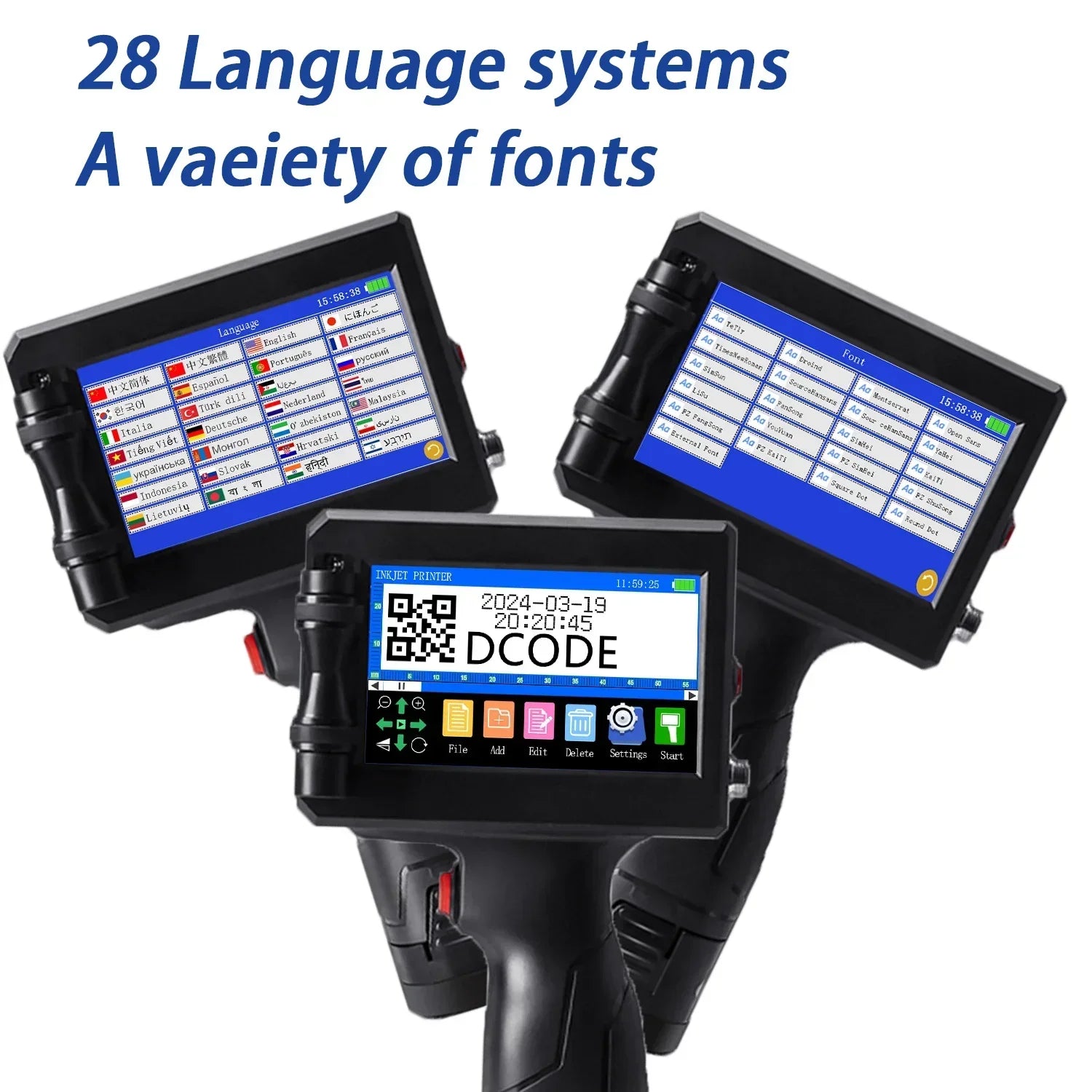 DCODE 1750PLUS 12.7/25.4mm imprimante à jet d'encre Portable texte QR code à barres imprimante d'étiquettes numéro de lot Logo Date Machine de codage