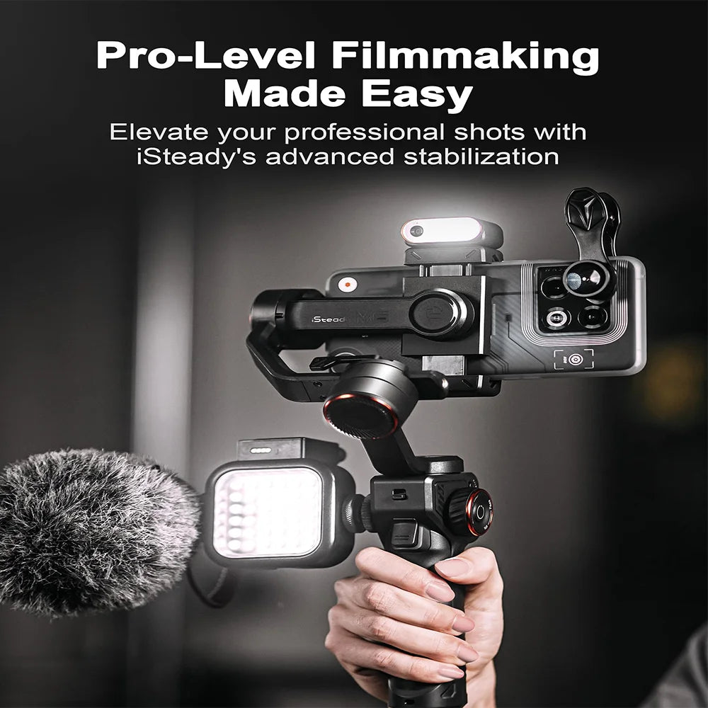 Hohem bureau cardan iSteady M6 3 axes téléphone portable stabiliser pour xiaomi avec traqueur AI lumière de remplissage magnétique polychrome vidéo Vlogg