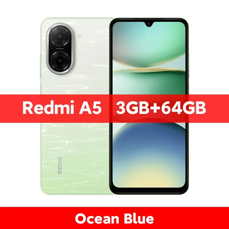 Version mondiale Xiaomi Redmi A5 Smartphone 32MP AI double caméra 6.88 "affichage UNISOC T7250 CPU 5200mAh batterie 15W charge rapide