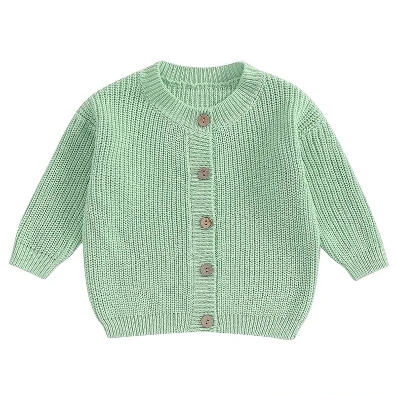 Pull chaud pour nouveau-né garçon et fille de 0 à 18 mois, manteaux, couleur unie, boutons amples, manches longues, tricot, Cardigan, automne