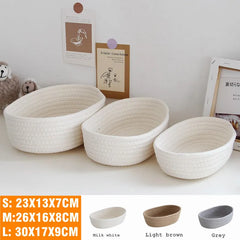 Paniers de rangement tissés en corde de coton nordique, boîtes d'organisation, articles divers de bureau, panier d'articles divers, rangement de cosmétiques clés