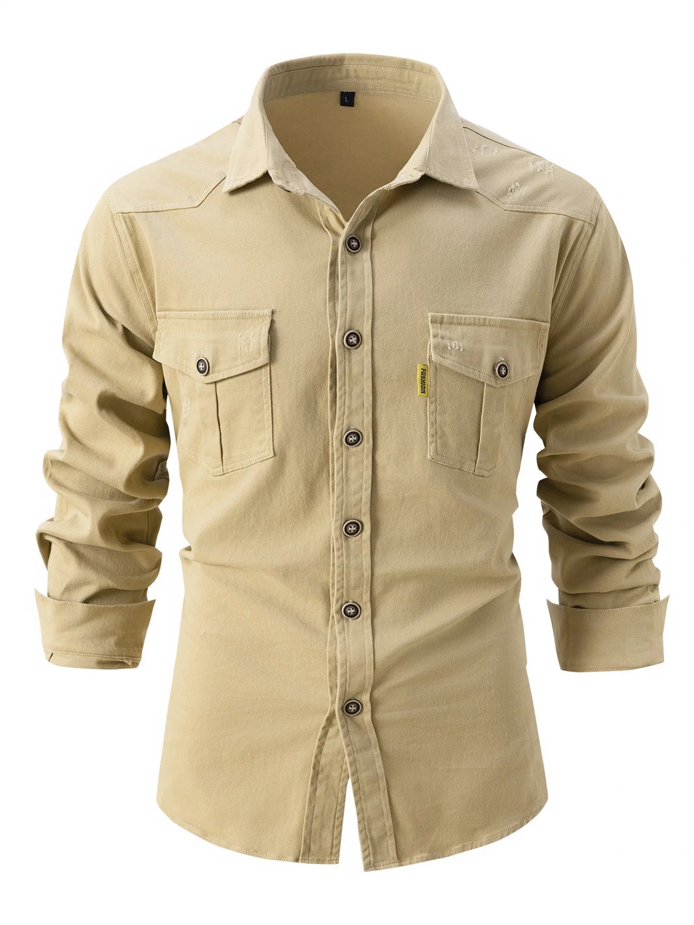Autumn Men's European Size Long Sleeve Shirt Casual Comfortable Fit Three-Dimensional Frame Figure Lapel Straight Tube Tops
