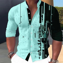 Nouveau quatre saisons mode hommes chemise imprimé décontracté affaires à manches longues col montant chemise hommes Extra grande taille xs-5xl