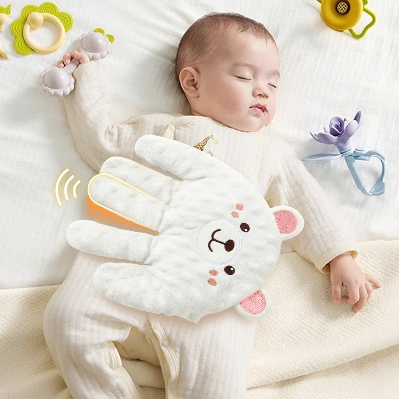 Oreiller de paume apaisant pour bébé ours mignon, avec télécommande, motif de main automatique pour aide au sommeil, gant de main, oreiller électrique pour bébé