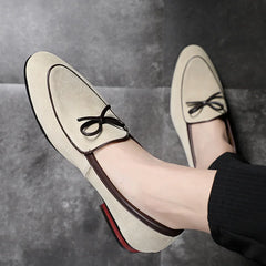 Chaussures décontractées pour hommes avec nœud papillon en cuir suédé véritable mocassins de mariage à la mode chaussures plates pour hommes mocassins de conduite EUR tailles 38-48