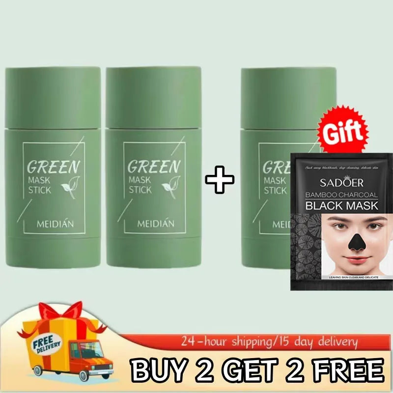 Green Tea Remove Blackhead Solid Mask Dispel Acne Blemish Cleansing Stick Mask Shrink Pores Tighten Whitening Skin Beauty Care