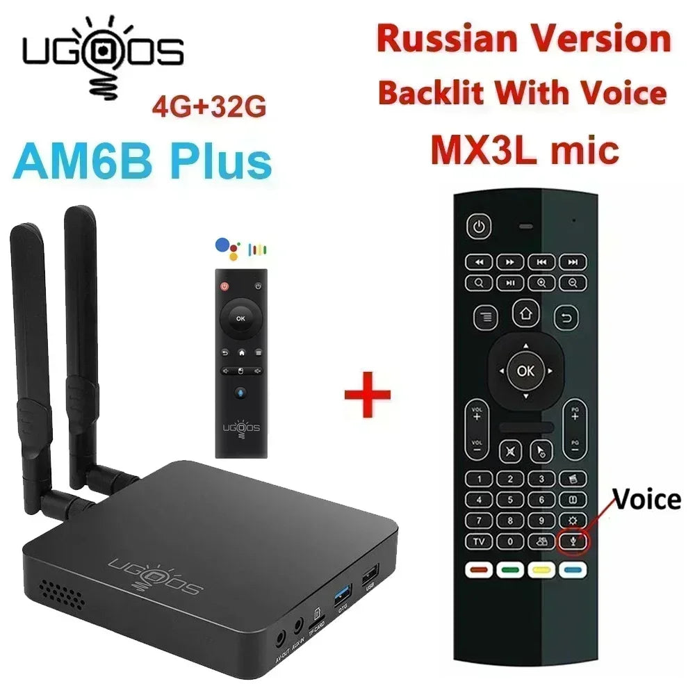 Ugoos AM6B plus Amlogic S922X-J Android 9 boîtier de télévision intelligent 4GB DDR4 32GB Wifi 6 1000M BT5.0 4K décodeur AM6 Plus boîtier de télévision