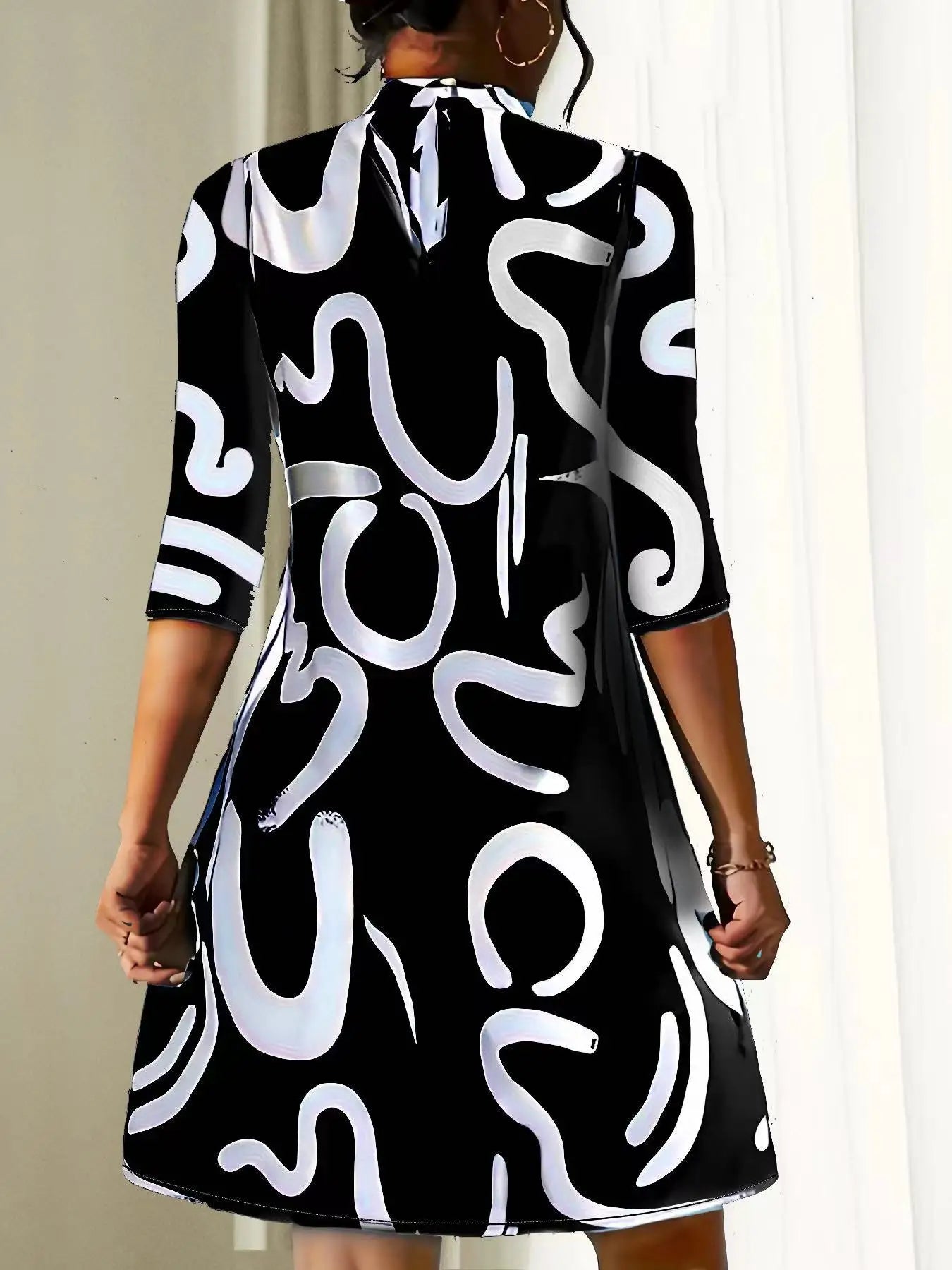 Mode à manches longues imprimé Mini Robe femmes 2023 automne tempérament décontracté bureau dames robes pour femmes Robe Femme