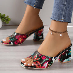 Pantoufles d'Été à Talons Épais pour Femme, Chaussures de Haute Qualité, Parka Ouverte, Décontractées, Grande Taille