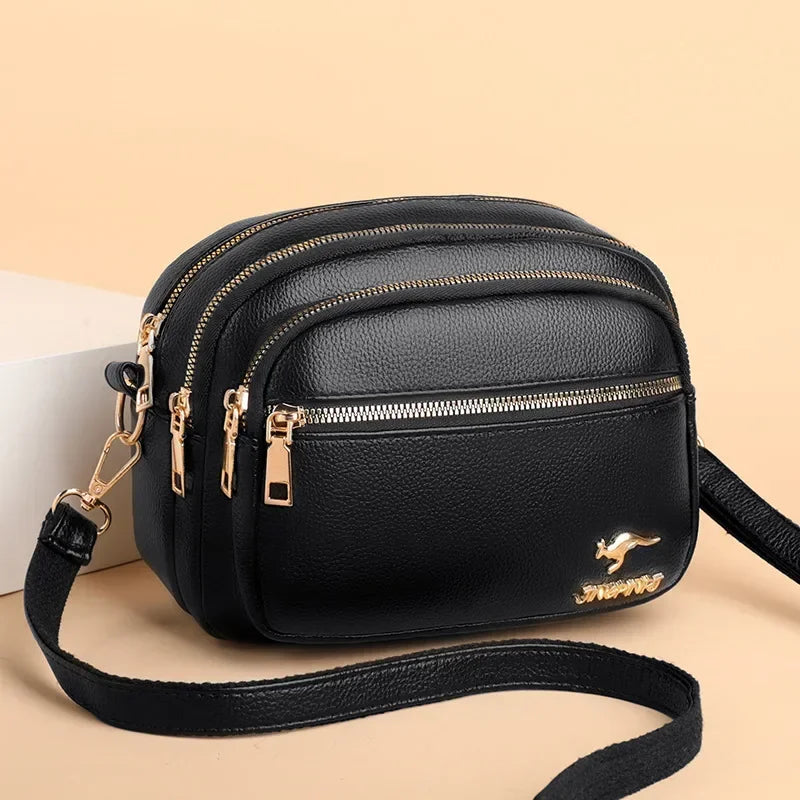 Sac à main en cuir souple de haute qualité pour femmes, sacoche à bandoulière multi-poches résistante à l'usure, Sac à main de luxe pour dames
