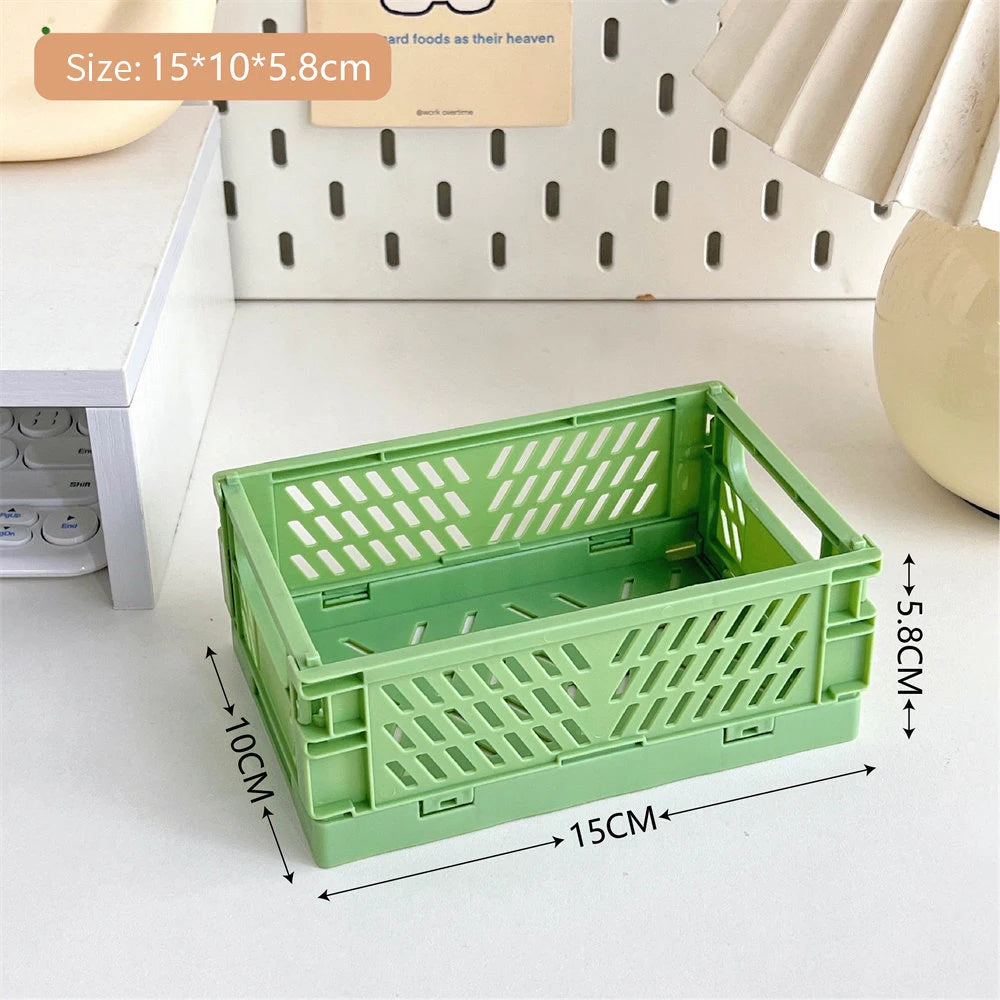 Caisse de rangement pliable en plastique, panier pliable, empilable, mignon, maquillage, bijoux, jouets, boîtes pour boîte de rangement, organisateur Portable