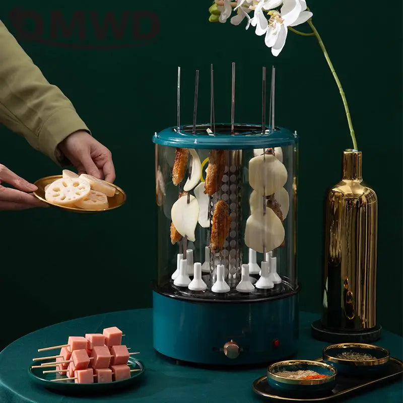 Machine à Barbecue verticale sans fumée, rôtissoire automatique, boîte à huile détachable, fourchette de barbecue, contrôle de puissance de feu, plaque de brochette universelle