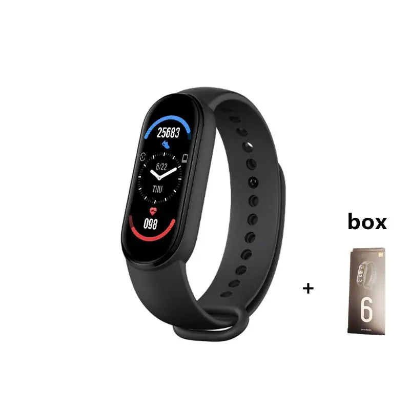 2024 Bracelet Intelligent Multifonction Fréquence Cardiaque Moniteur De Pression Artérielle Étape Musique Surveillance Du Sommeil M6 Montre de Sport Intelligente Fitness