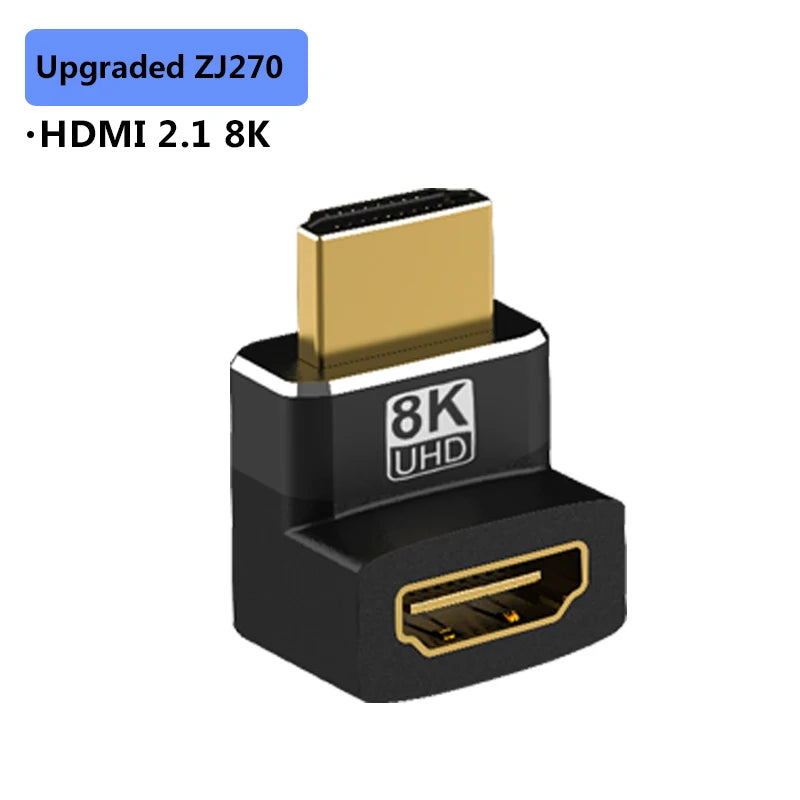 Adaptateur HDMI 2.1, 8K, Angle droit de 90 à 270 degrés, convertisseur mâle à femelle, connecteur d'extension de câble HDMI pour TV, ordinateur portable, moniteur
