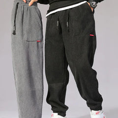 Baggy velours côtelé pantalons de survêtement hommes couleur unie décontracté automne hiver Tech polaire Sport lâche Joggers sarouel mâle pantalons longs