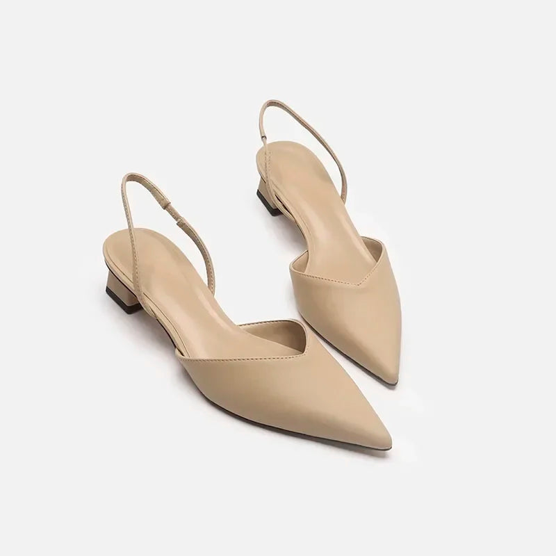 Été 2025 nouvelles femmes noir Baotou mode sandales femme talons pompes soie Sexy pointu Sandalias femme talons bas chaussures