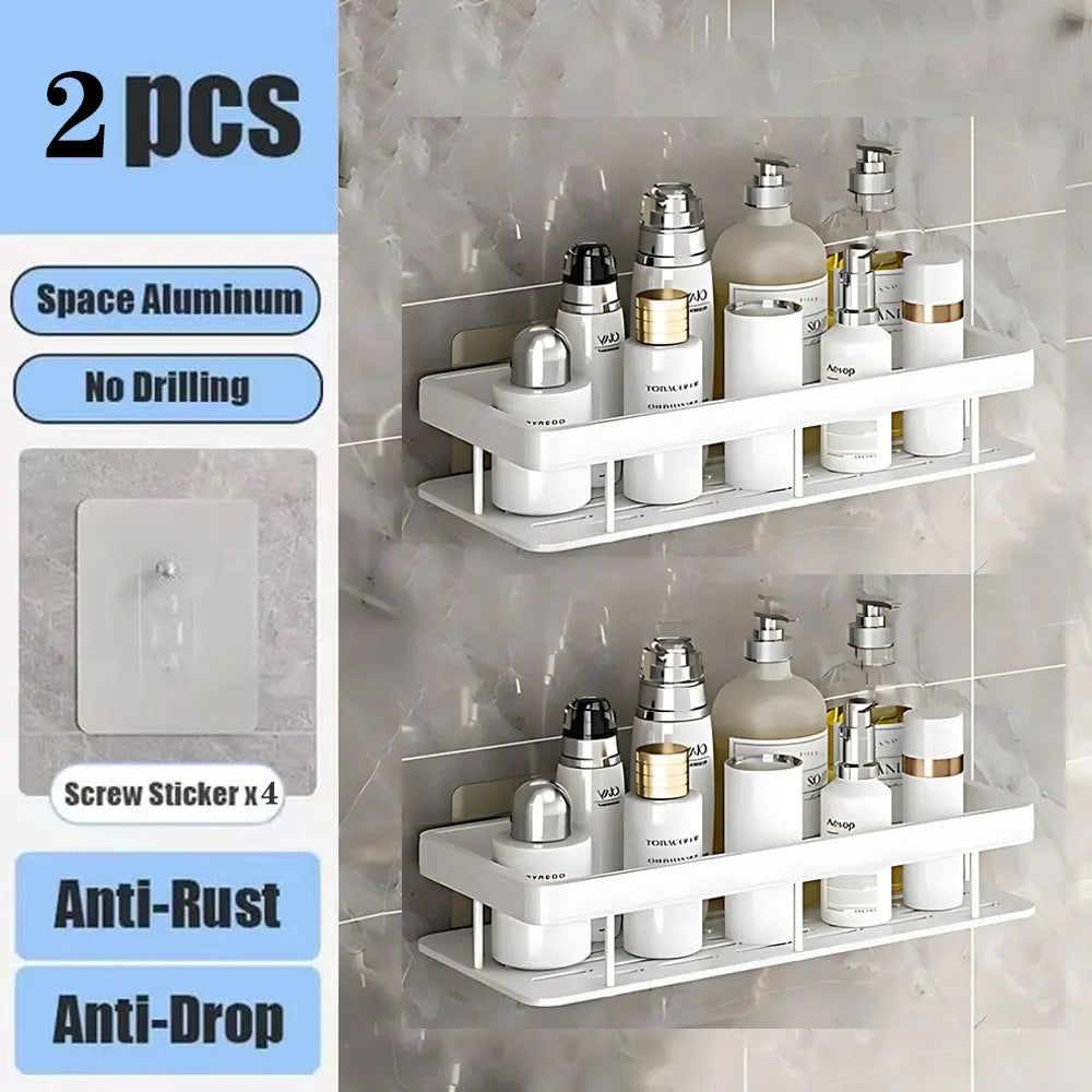 HOShelf-Rangement de toilette mural en aluminium T1, sans perceuse, bouteille de shampoing, coin de douche, accessoires de cuisine