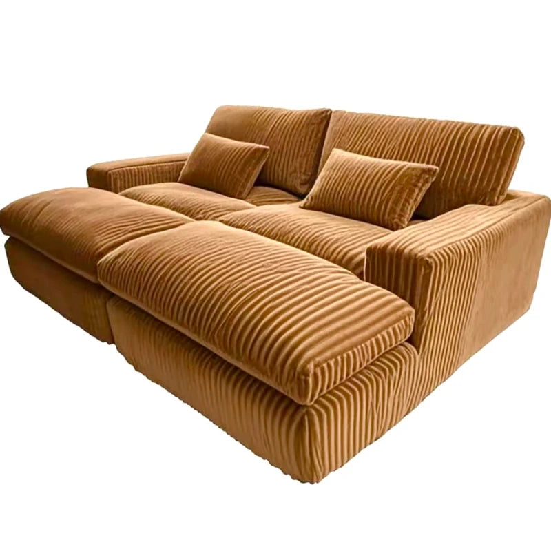 Canapé-lit Double en velours côtelé de luxe, Style italien rétro, pour salon, Compression sous vide, lavable, personnalisable
