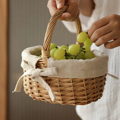 Panier de mariage avec nœud papillon de fruits, panier de rangement de fleurs de grande capacité pour mariée et fille