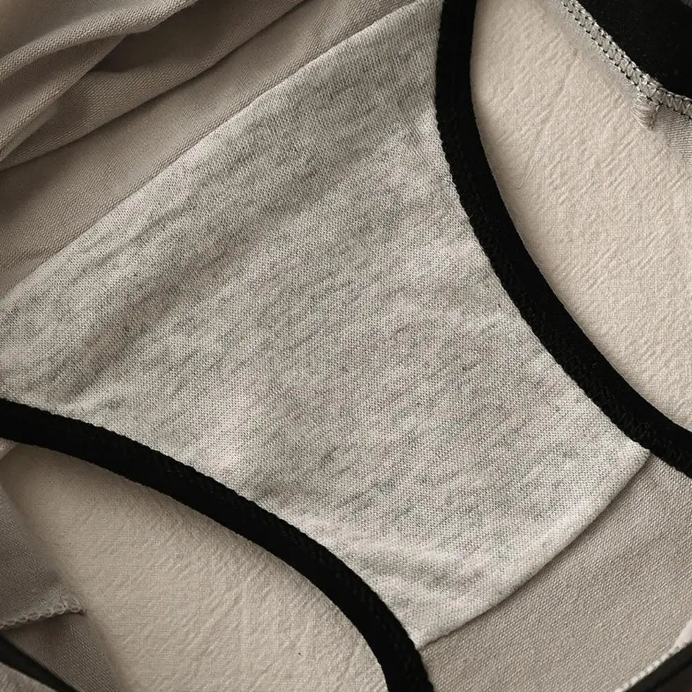 Women Panties Seamless Mid Waist Contrast Color Letter Pattern Elastic Underwear Japanese Style Lady Briefs Underpants