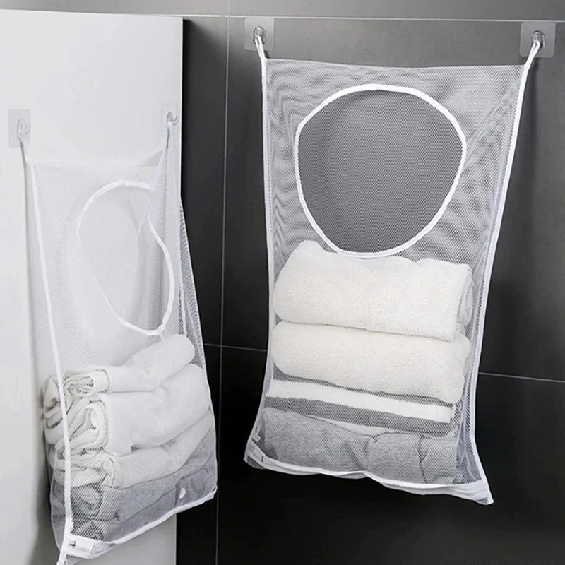 Sac de rangement pour vêtements sales, panier à cadre, seau pliable en maille pour linge, salle de bains, organisateur mural pour vêtements ménagers avec crochet