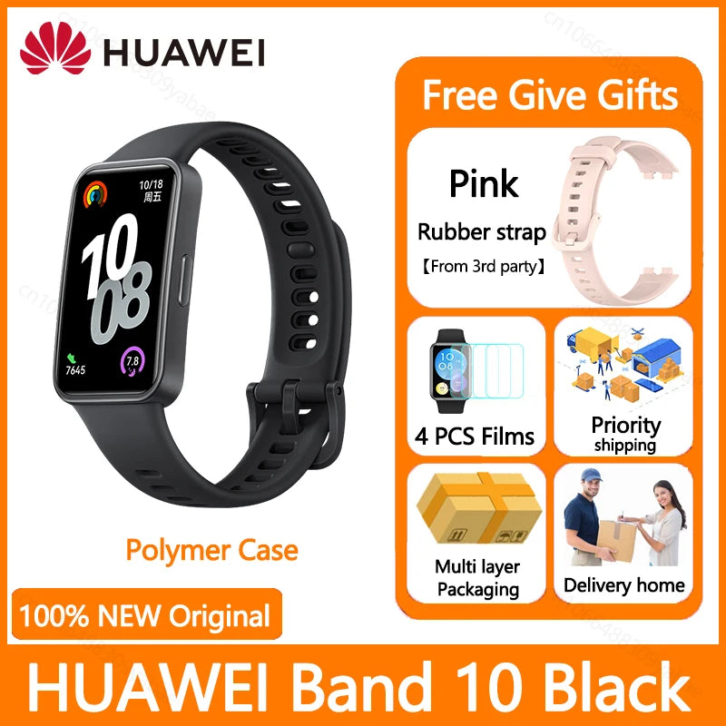 Montre connectée Huawei Band 10, originale, Compatible avec IOS et Android, suivi du sommeil, moniteur de santé, autonomie de 14 jours, nouvelle collection 2025