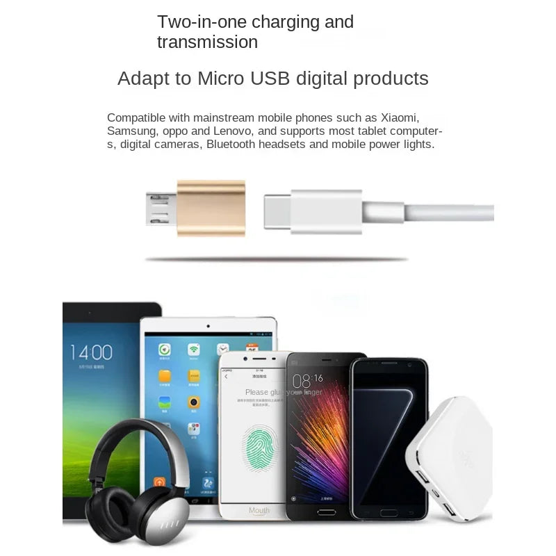 Connecteur adaptateur USB de type C femelle vers micro USB mâle Adaptateur de chargeur micro USB de type C Convertisseurs de transmission de données de charge V8