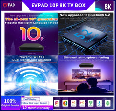 2025 nouveau boîtier de télévision intelligent EVPAD 10P/11P Allwinner H6 CPU 4G + 64G AI télécommande vocale chaude en asie royaume-uni japon USA France corée SG top set box