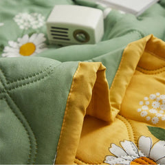 Couette d'été matelassée imprimée marguerite, taie d'oreiller ou couettes simples, douce et respirante, simple, Double, lavable, mince