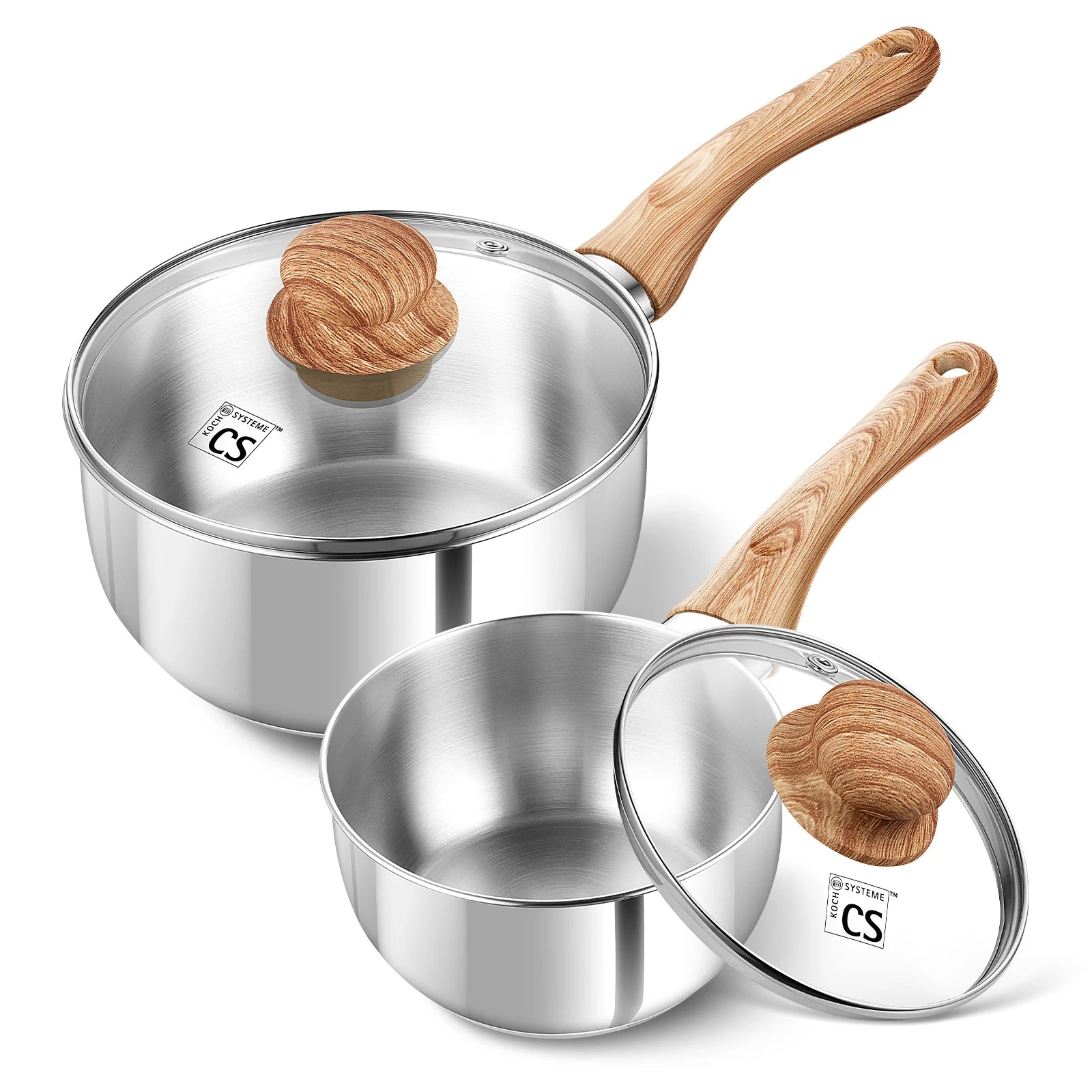KOCH SYSTEME CS casserole en acier inoxydable 1QT/2QT/3QT Pot à lait antiadhésif avec poignée en bakélite résistante à la chaleur casseroles à Sauce Induction