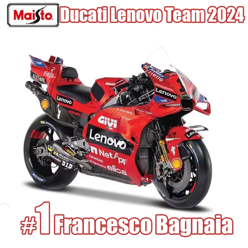 Maisto 1:18 Ducati Lenovo Équipe 2024 # 1 Francesco Bagnaia # 23 Enea Bastiani Simulation alliage moulé sous pression modèle de course de moto jouet