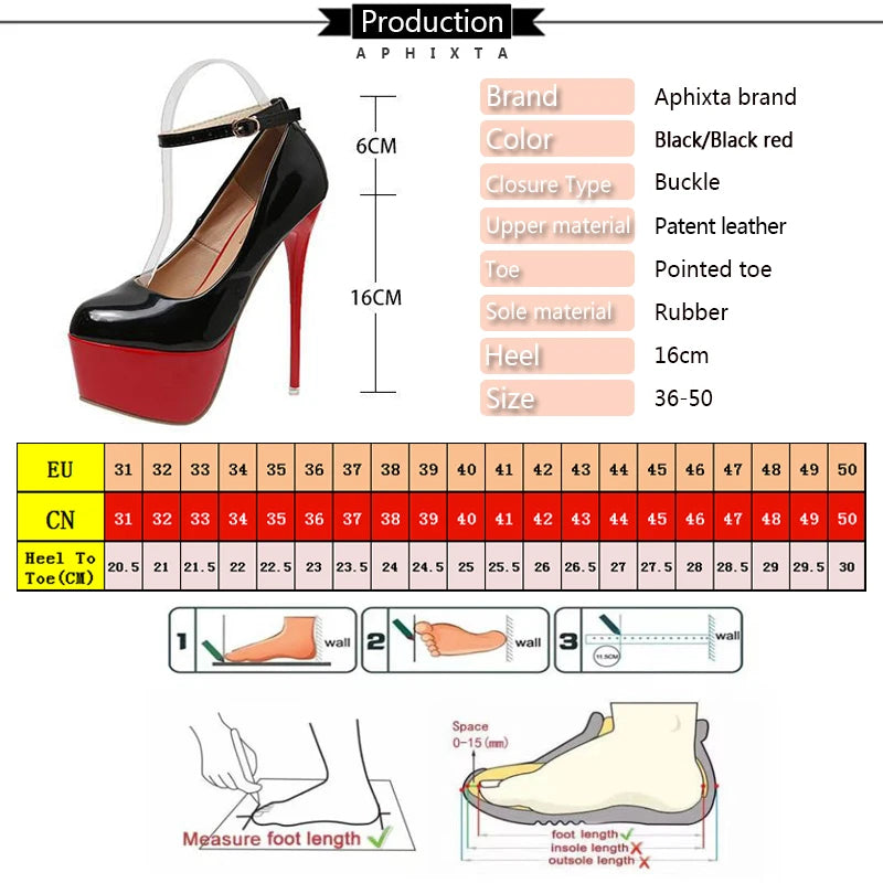 Aphixta 2024 offre spéciale fête Disco danse pompes femmes 5.5cm plate-forme ceinture boucle 16cm Super hauts talons fins pompes de mode