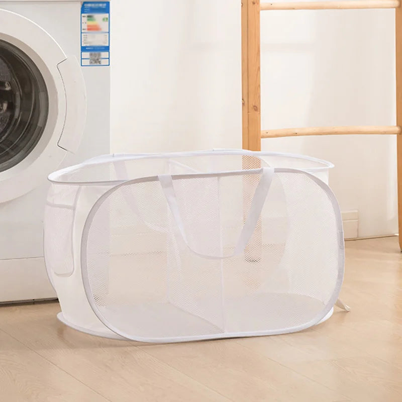 Panier à linge pliant cloison vêtements sales tri sac en maille organisateur de salle de bain épaissi avec cadre seau de rangement en tissu