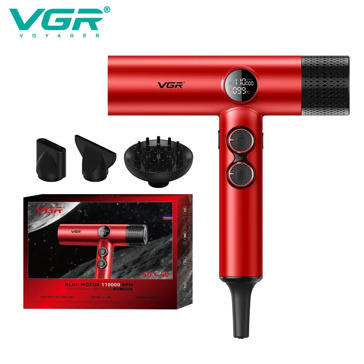 VGR hair dryer seche cheveux puissant professionnel Bestseller 110000 RPM Professionnel Sèche-cheveux Meilleur Sans balai Ions négatifs Sèche-cheveux Super Puissant Faible bruit Bestseller Salon 1900 W Souffleur V-401