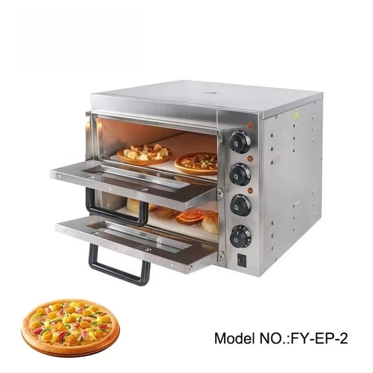 Four électrique Double couche en acier inoxydable, grand four Commercial pour la cuisson du pain/Pizza, équipement de cuisson de Pizza Commercial