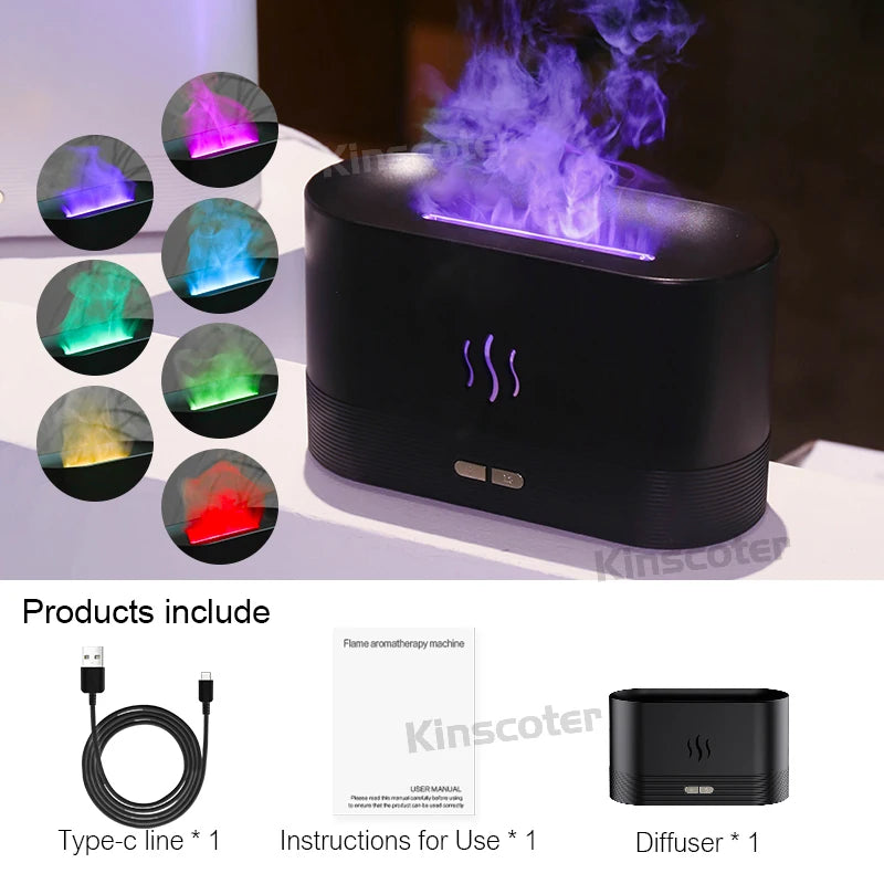 KINSCOTER – diffuseur d'arôme, humidificateur d'air ultrasonique à brume fraîche, brumisateur Led, lampe à flamme d'huile essentielle