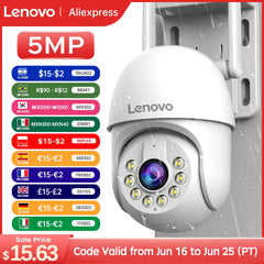 Lenovo 5MP caméra intelligente Wifi PTZ extérieure 5x Zoom numérique suivi automatique ONVIF CCTV caméra IP sécurité caméra de Surveillance vidéo