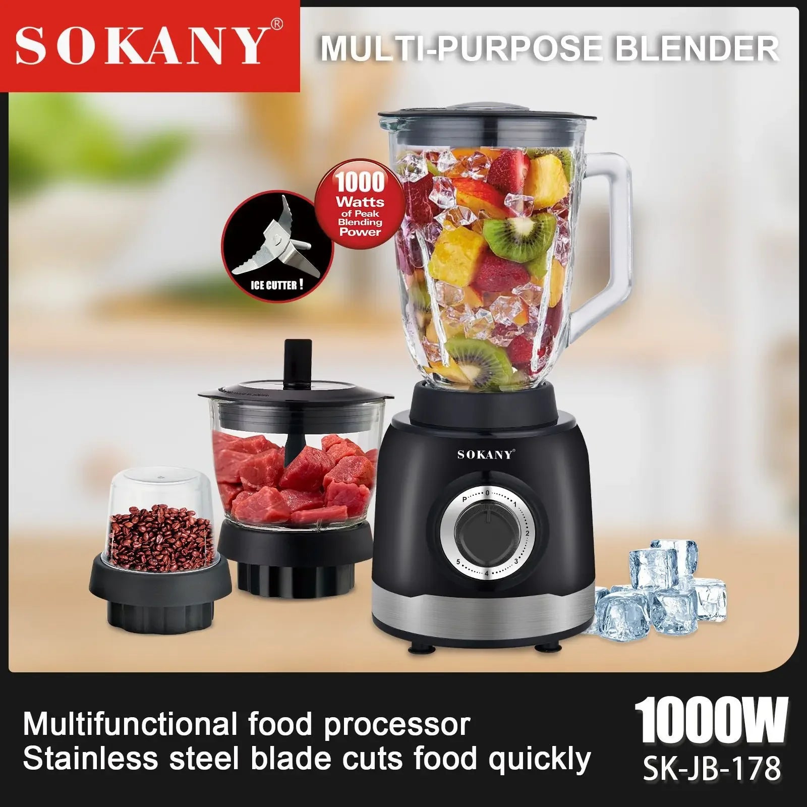 Houselin-Mélangeur professionnel pour boissons aux fruits congelés, robot culinaire, shakes et smokies, Chlorfor, 1000W