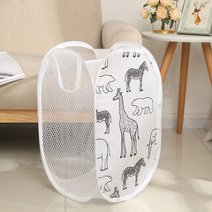 Panier à linge pliable de dessin animé, 1 pièce, panier organisateur de grande capacité pour vêtements sales ménagers, sac en maille en Nylon pour le rangement des jouets