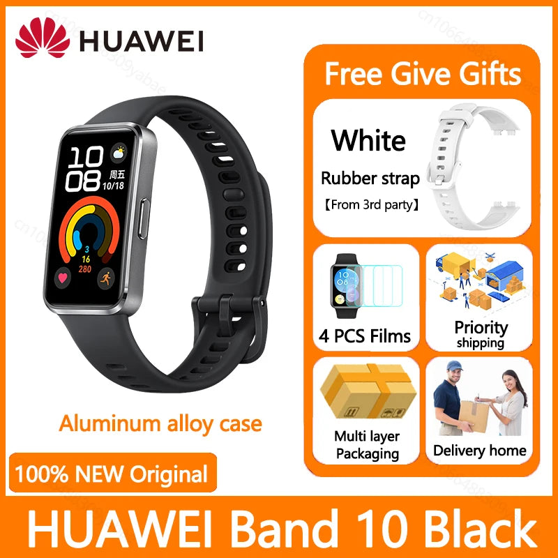 Montre connectée Huawei Band 10, originale, Compatible avec IOS et Android, suivi du sommeil, moniteur de santé, autonomie de 14 jours, nouvelle collection 2025