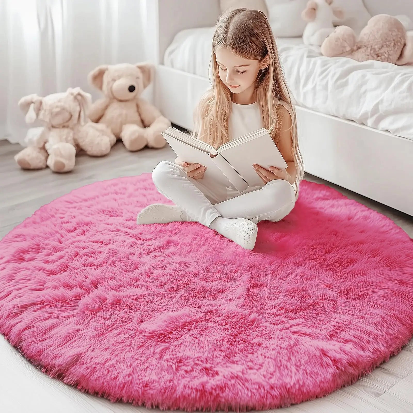 Olanly nouveaux tapis ronds en peluche pour salon tapis de chambre antidérapants tapis ronds lavables en Machine pour enfants décor à la maison esthétique