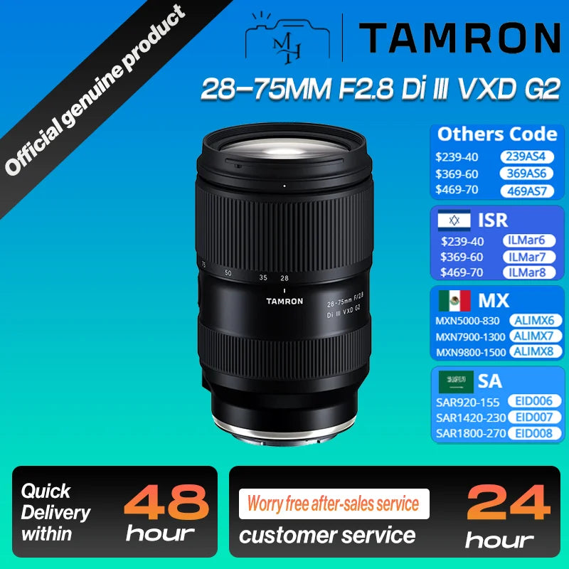 Tamron 28-75MM F2.8 Di III VXD G2 objectif de caméra sans miroir à Zoom grand Angle plein cadre pour Sony A6700 A7III IV A7C II 28 75 2.8 G2