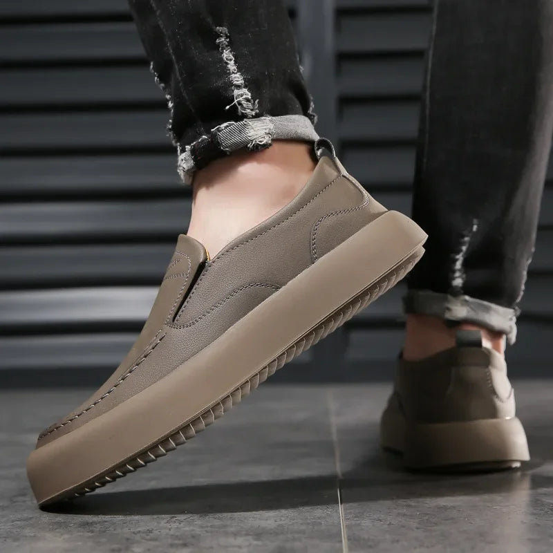 Chaussures en cuir véritable pour hommes, mocassins à l'offre elles souples en caoutchouc, chaussures de marche légères, mocassins décontractés de style britannique, chaussures de luxe