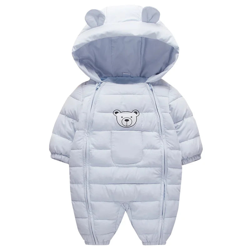 OLEKID-Barboteuse à capuche en coton pour bébé, combinaison pour nouveau-né, salopette pour tout-petits, garçons, filles, optique, oreille de dessin animé, automne, hiver, 2025