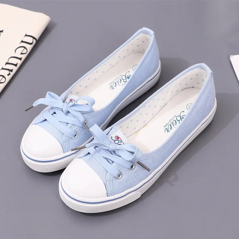 Toile Petit Blanc Peu Profond Coupe Été Plat Sport Casual Dames Soft Sneakers Plateforme Zapatillas De Mujer Tenis Femmes Luxe