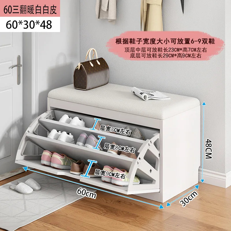 Porche entrée chaussure chaise rembourré salon maison rabat étagère à chaussures banc avec siège armoire à chaussures multicouche