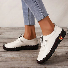 Chaussures de sport en cuir PU pour femmes, grande taille 35-43 Yard, chaussures de course à fond plat avec sangles élastiques, baskets pour femmes